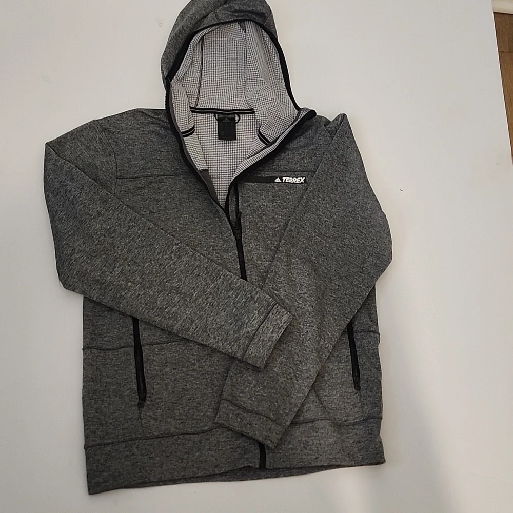 Adidas Grey and White Checkered Jacket